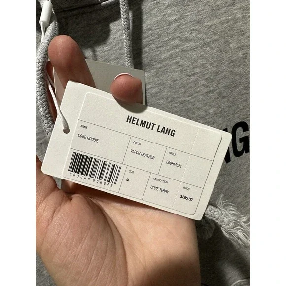 Helmut Lang Core Hoodie Logo Sweatshirt Size M VAPOR HEATHER L09HM521 Unisex​​​ - Picture 6 of 9